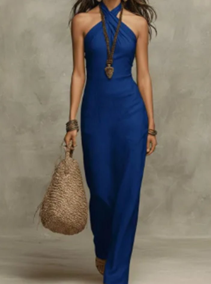 Plus size women's casual jumpsuit by FitiqueFit, solid color, relaxed fit, comfortable casualwear for everyday wear.
