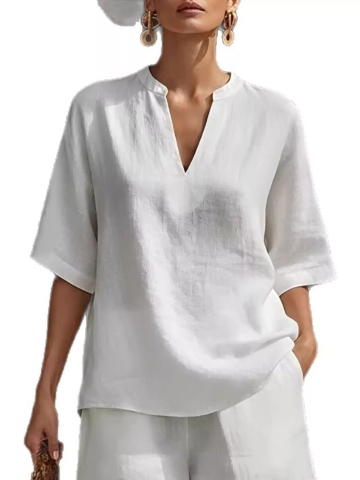 Plus size women's lounge set with notched collar half-sleeve top and matching shorts from Plush Fashion Hub.