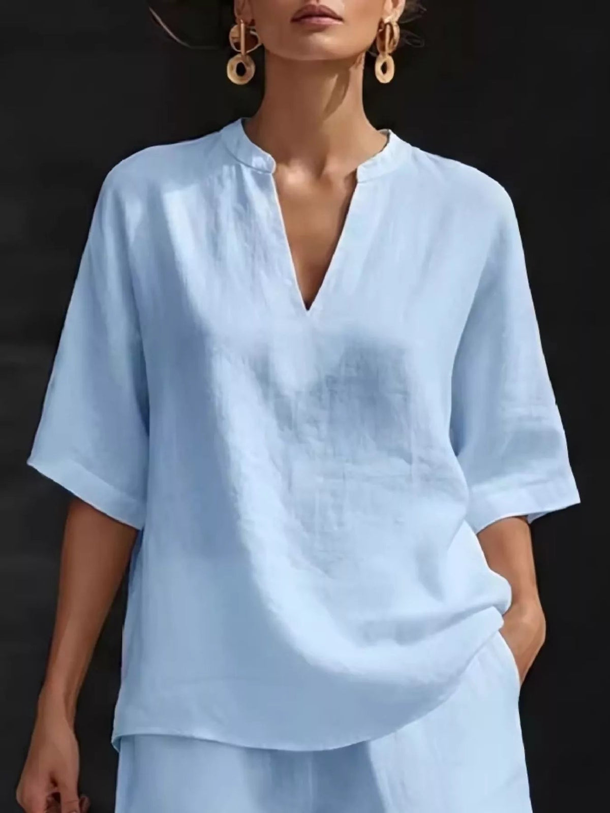 Plus size women's lounge set with notched collar half-sleeve top and matching shorts by Plush Fashion Hub, comfortable and stylish.