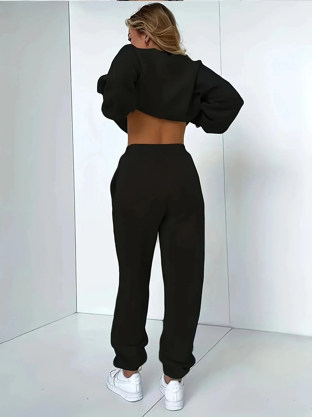 Women’s plush hoodie and pants sweater set by FitiqueFit, cozy winter tracksuit with soft, warm fabric and casual fit.