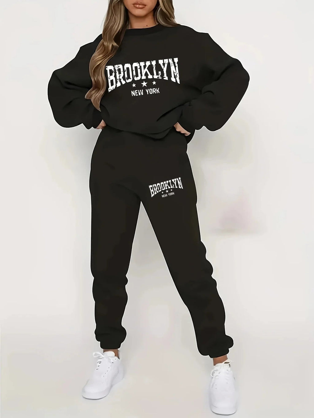 Women’s plush hoodie and pants sweater set by FitiqueFit, cozy winter tracksuit with soft, comfortable fabric and relaxed fit.