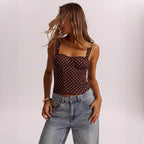 Women’s polka dot underwire camisole by FitiqueFit, casualwear top featuring a stylish polka dot pattern and underwire support.