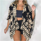 Women’s printed cardigan top with drop shoulder sleeves, casualwear by FitiqueFit, featuring a stylish, relaxed fit and vibrant print.