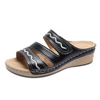 Women's retro wedge and wispy casual sandals in large size, featuring comfortable design and stylish appearance.