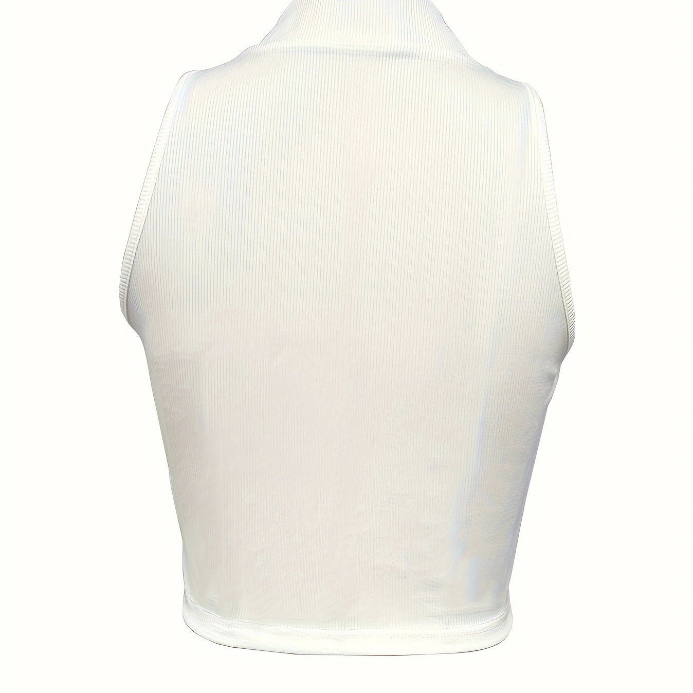 Women’s ribbed V-neck zipper camisole by FitiqueFit, casualwear, shown in natural beige with ribbed fabric and front zipper detail.