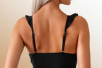 Women's ruffle trim bikini three-piece swimsuit set by FitiqueFit, featuring stylish ruffle details and casual beachwear design.