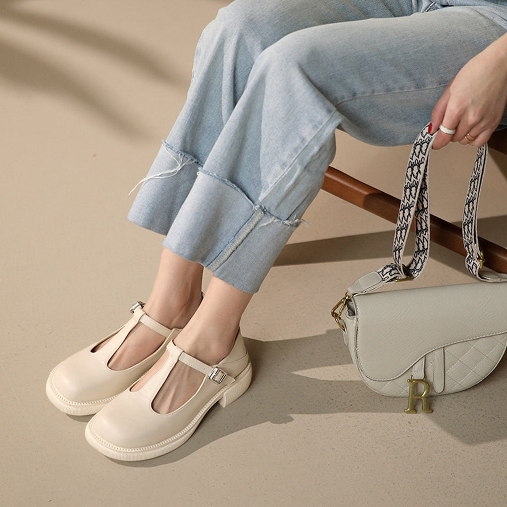 Women's shallow-mouth Mary Jane shoes by FitiqueFit, featuring a classic design with a rounded toe and comfortable strap.