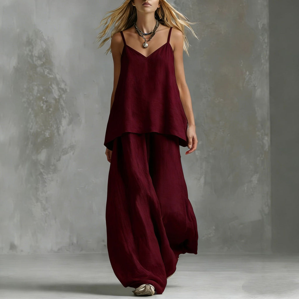Women's sleeveless off-shoulder elegant pantsuit set by FitiqueFit, featuring a stylish two-piece casualwear suit with tailored fit.