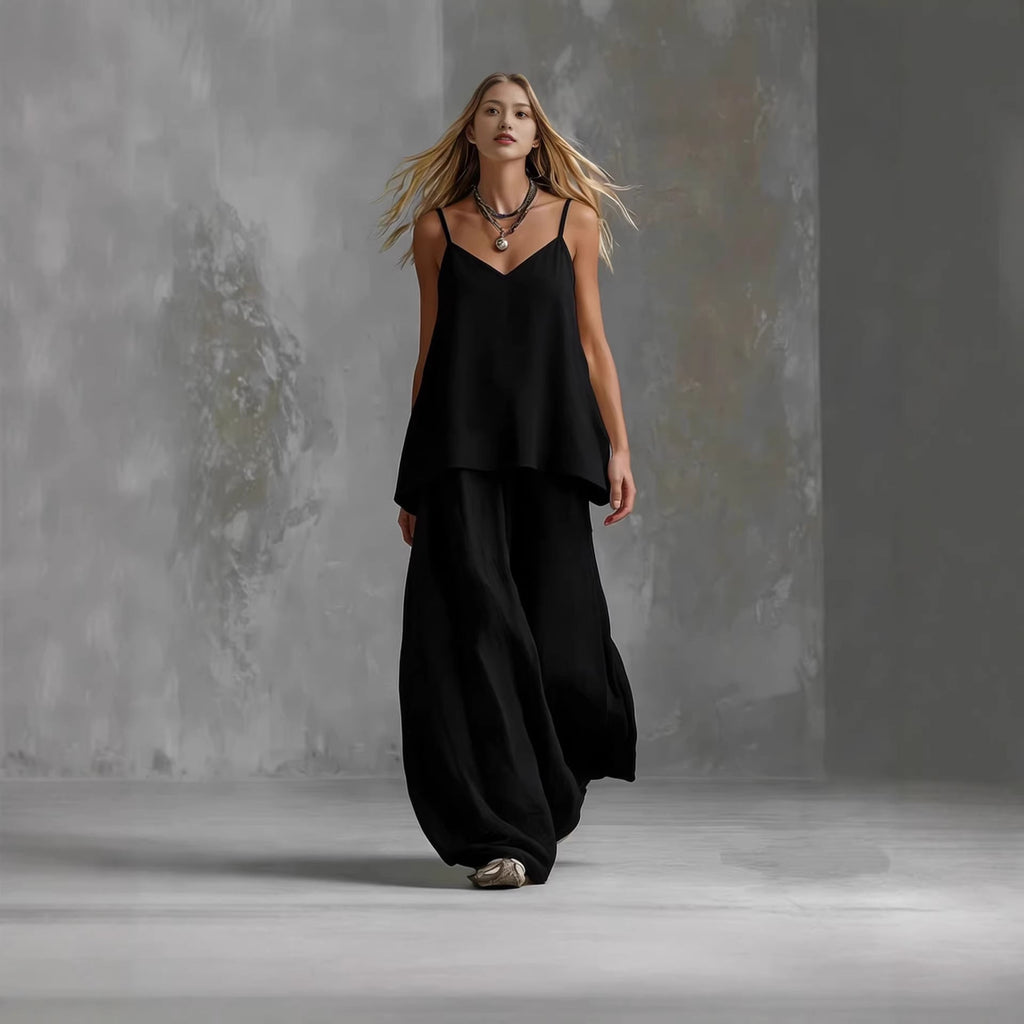 Women's sleeveless off-shoulder elegant pantsuit by FitiqueFit, featuring a stylish 2-piece casualwear suit set.