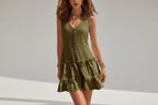 Women’s sleeveless linen button-up midi dress by FitiqueFit, featuring a casual, breezy design perfect for warm weather.