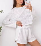 Women’s slim-fit loose two-piece shorts suit from FitiqueFit, casualwear with a stylish top and matching shorts.