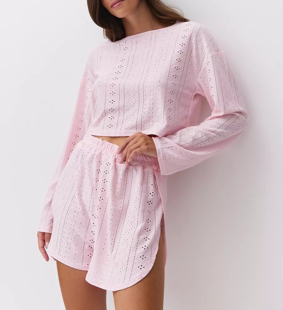 Women’s slim-fit loose suit two-piece shorts set by FitiqueFit, featuring casualwear style with a comfortable, relaxed fit.