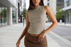 Women’s slim fit striped vest top by FitiqueFit, casualwear sleeveless top with vertical stripes, lightweight and stylish for everyday wear.