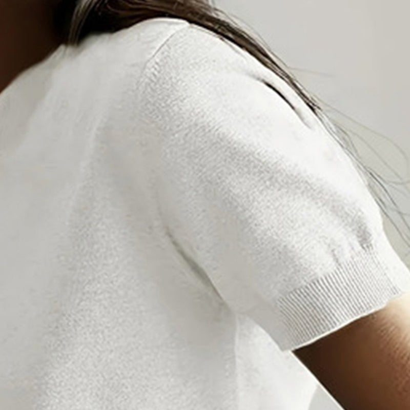 Women’s soft stretch minimalist T-shirt by FitiqueFit, featuring a slim fit casual top with a comfortable, everyday style.