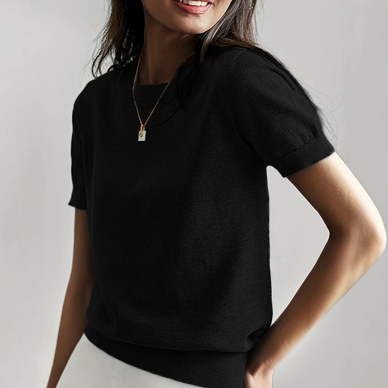 Women’s soft stretch minimalist T-shirt by FitiqueFit, featuring a slim-fit casual top with a comfortable, everyday wear design.