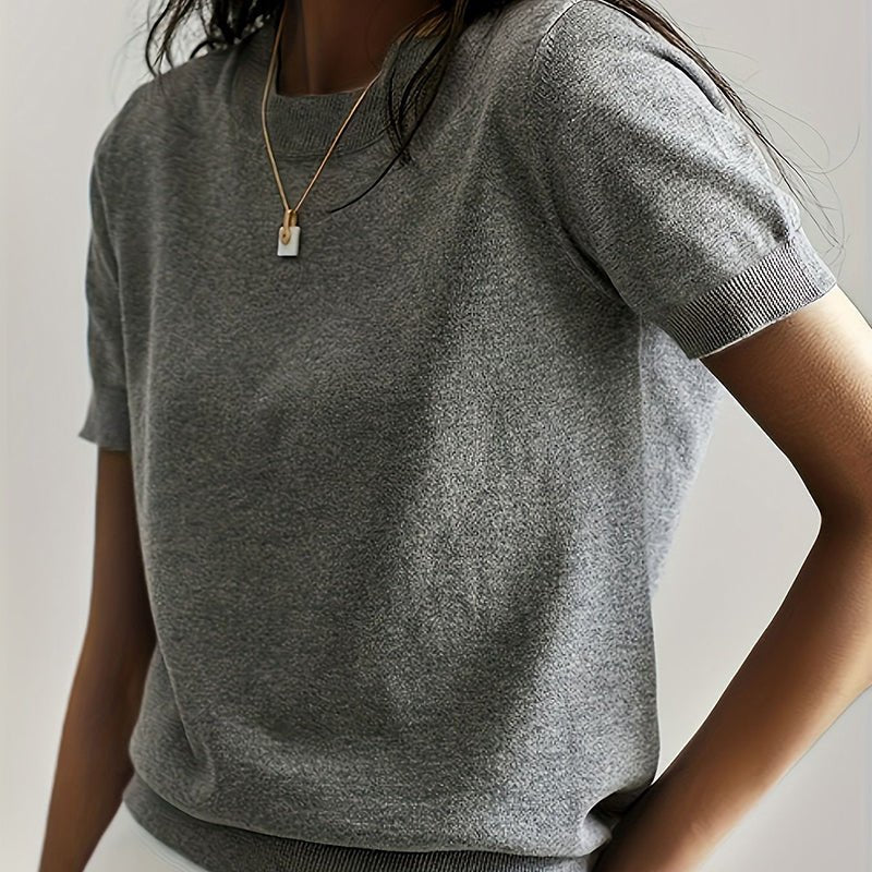 Women’s soft stretch minimalist T-shirt by FitiqueFit, casualwear, slim fit, comfortable everyday top for women.