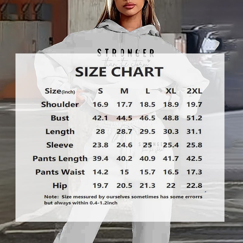 Women's solid 2-piece hoodie set by FitiqueFit with letter print and front pocket, casual and comfortable for everyday wear.
