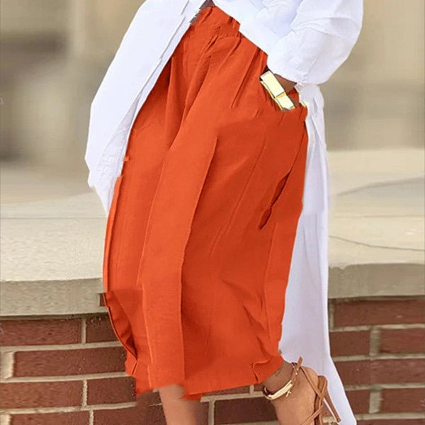 Women's solid color cotton wide-leg cropped pants by FitiqueFit, casualwear with a relaxed fit and wide-leg style.