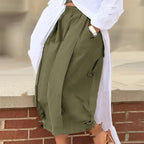 Women's solid color cotton wide-leg cropped pants by FitiqueFit, featuring a relaxed fit and comfortable casual style.