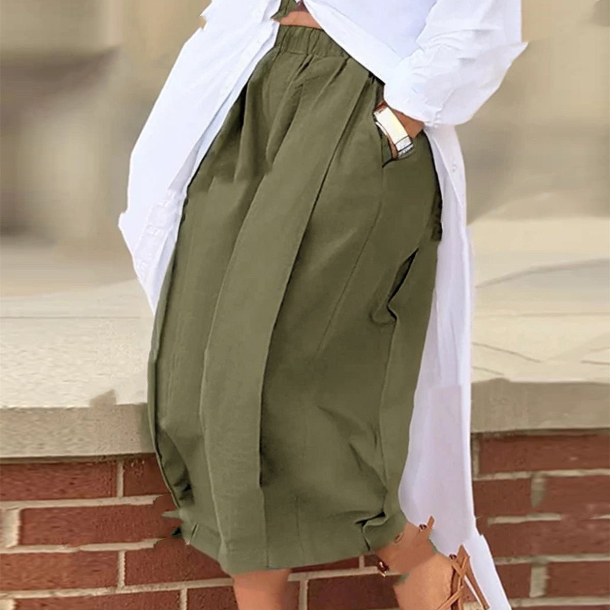 Women's solid color cotton wide-leg cropped pants by FitiqueFit, featuring a relaxed fit and comfortable casual style.