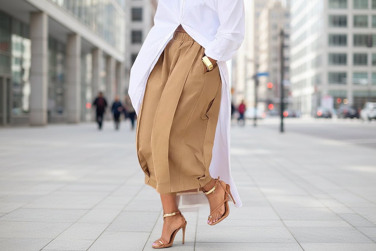 Women's solid color cotton wide-leg cropped pants by FitiqueFit, casualwear style, shown in a relaxed fit.