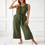 Women's solid-color mid-rise full-length cotton trousers by FitiqueFit, casualwear with a comfortable fit and simple design.