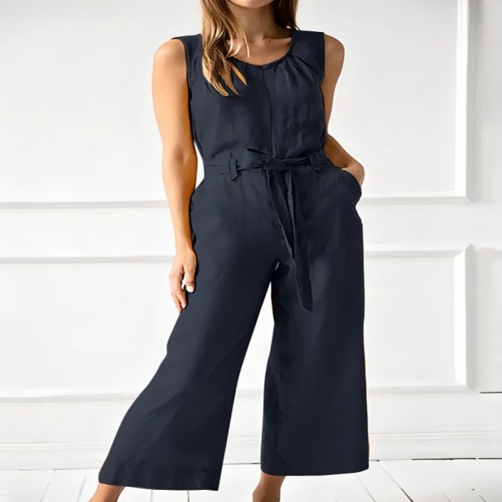 Women’s solid-color mid-rise full-length cotton trousers by FitiqueFit, casualwear with a relaxed fit and comfortable fabric.