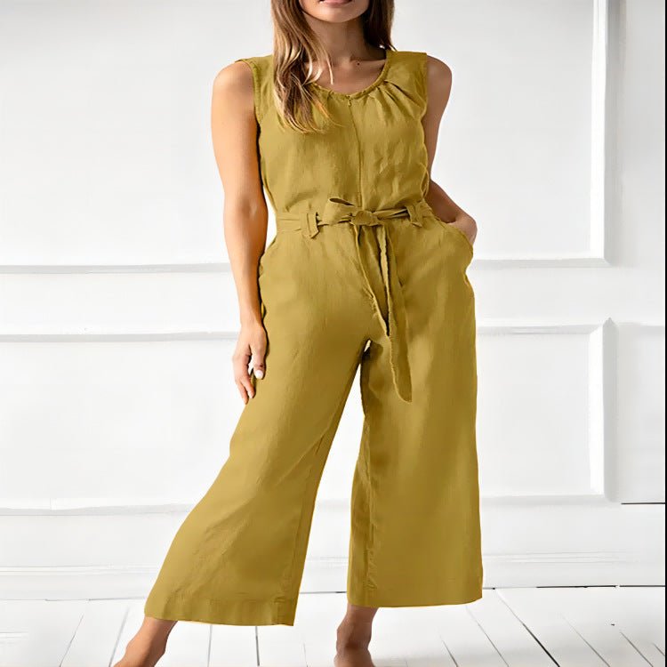 Women’s solid-color mid-rise full-length cotton trousers by FitiqueFit, casualwear, featuring a comfortable fit and classic style.