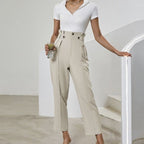 Women’s solid color wide-leg casual pants by FitiqueFit, featuring a relaxed fit and comfortable wide-leg design.