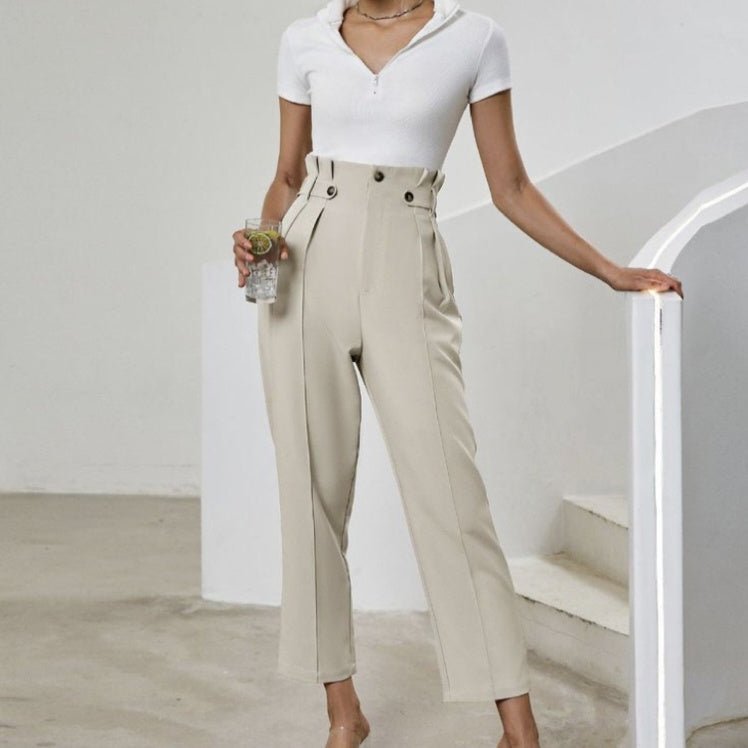 Women’s solid color wide-leg casual pants by FitiqueFit, featuring a relaxed fit and comfortable wide-leg design.