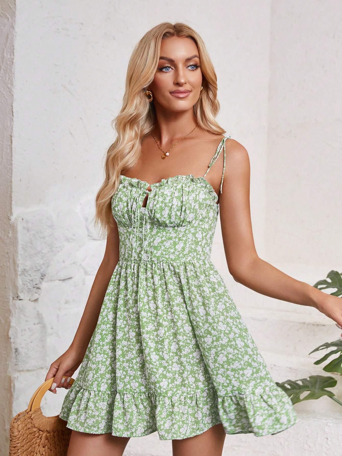 Women’s spaghetti strap summer dress by FitiqueFit, casualwear with lightweight fabric and flowy design for warm weather.