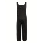 Women’s square-neck floral sleeveless jumpsuit by FitiqueFit, casualwear with a fitted waist and vibrant floral pattern.