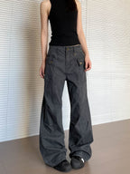Women’s straight leg slightly flared washed casual pants by FitiqueFit, featuring a relaxed fit and casual style.