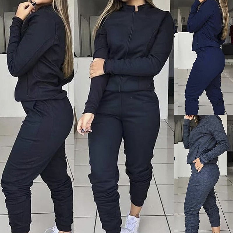 Women's street style casual two-piece suit by FitiqueFit, featuring a trendy, comfortable outfit for everyday wear.