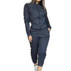 Women's street style casual two-piece suit by FitiqueFit, featuring a trendy top and matching pants for everyday wear.