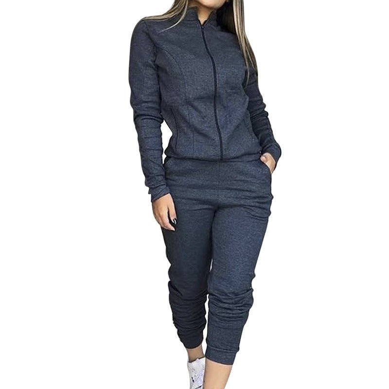 Women's street style casual two-piece suit by FitiqueFit, featuring a trendy top and matching pants for everyday wear.