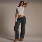 Women’s striped wide-leg flared casual pants by FitiqueFit, featuring a relaxed fit and stylish vertical stripe pattern.