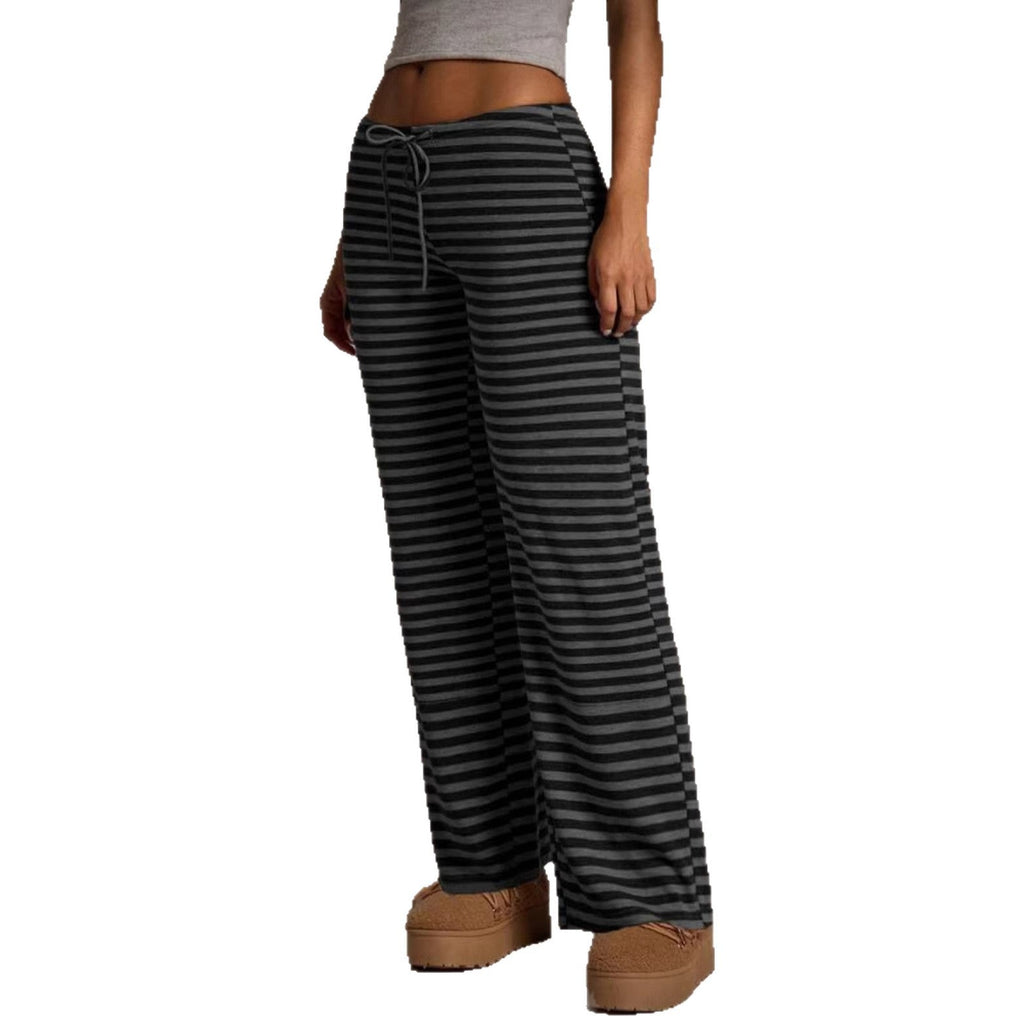 Women’s striped wide-leg flared casual pants by FitiqueFit, featuring a relaxed fit and bold stripe pattern.