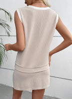 Women’s summer athletic lounge two-piece set by FitiqueFit, featuring a comfortable sleeveless top and matching shorts.