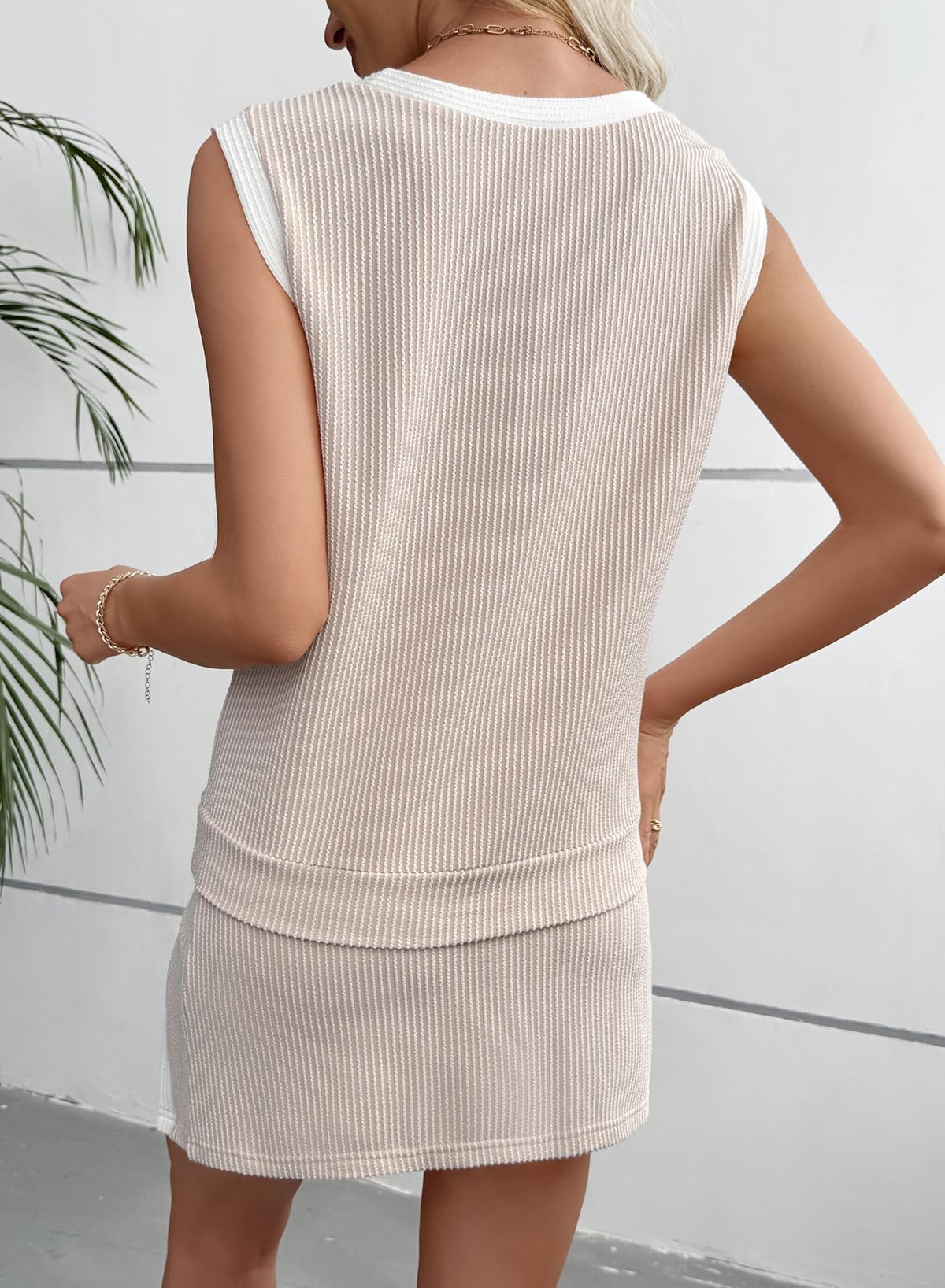 Women’s summer athletic lounge two-piece set by FitiqueFit, featuring a comfortable sleeveless top and matching shorts.