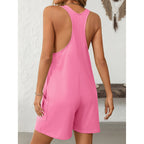 Women’s summer casual loose tank romper by FitiqueFit, featuring lightweight fabric and relaxed fit for warm weather wear.