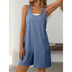 Women’s summer casual loose tank romper by FitiqueFit, featuring lightweight fabric and relaxed fit perfect for warm weather.