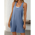 Women's summer casual loose tank romper by FitiqueFit, showing lightweight fabric and relaxed fit perfect for warm weather.