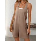 Loose fit women's summer tank romper by FitiqueFit, casualwear with sleeveless design and relaxed style for warm weather.