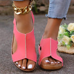 Women's summer wedges by FitiqueFit with elastic band and fish-mouth design, casual and comfortable footwear for warm weather.