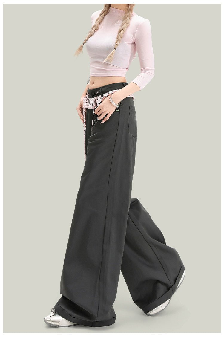 Women’s vintage lace panel casual streetwear pants by FitiqueFit, featuring lace accents and relaxed fit for everyday style.