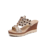 Women rhinestone platform sandals with heels, featuring sparkling embellishments and open-toe design, stylish footwear by Trendy Attic Store01.