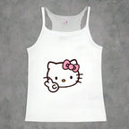Vintage Y2K Hello Kitty crop top by FitiqueFit featuring punk-inspired design, casualwear for emo girls, colorful graphic tank top.