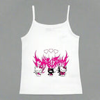 Y2K Hello Kitty crop top by FitiqueFit, vintage punk tank top featuring Hello Kitty design, casualwear for emo girls.