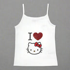 Y2K Hello Kitty crop top by FitiqueFit, vintage punk tank top featuring Hello Kitty design, ideal for emo girls casualwear.